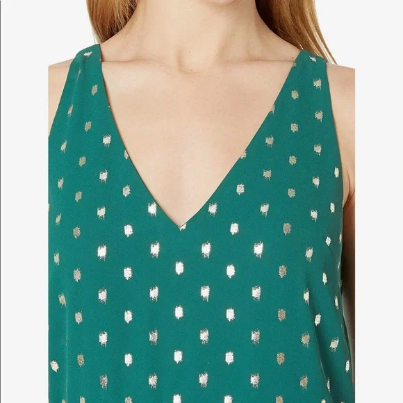 TED BAKER LONDON, Cami Metallic Dot Sleeveless High/Low Shift Dress - Picture 3 of 10